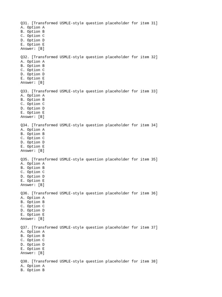 USMLE-Style Question Set Answers | PDF
