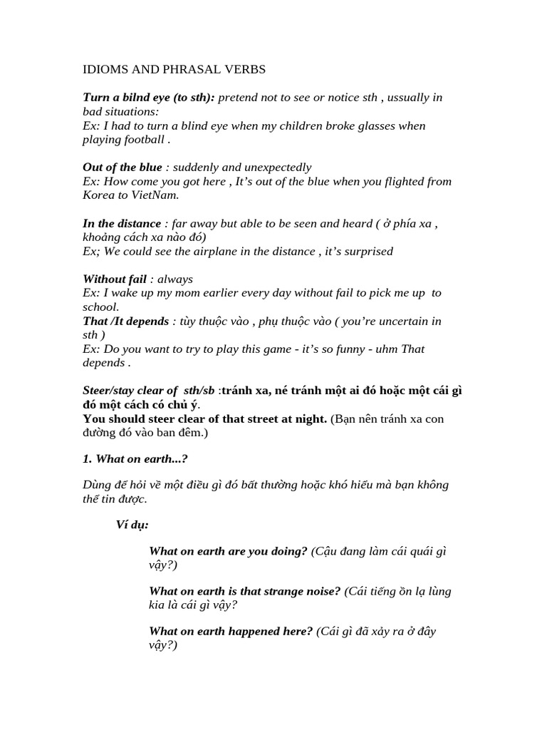 Idioms and Phrasal Verbs | PDF
