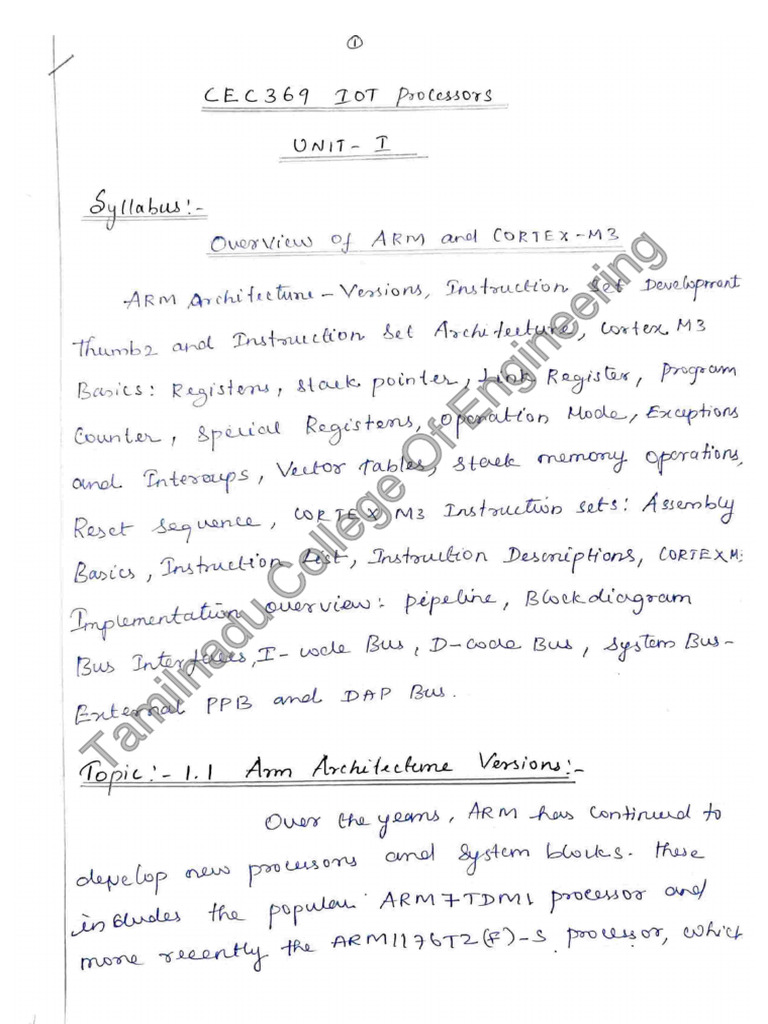 IOT Processors Handwritten Notes | PDF | Computer Architecture | Computer  Engineering