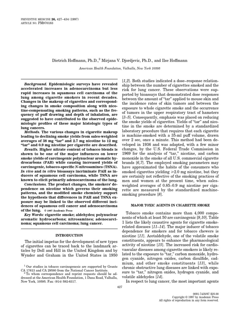 Impact of Cigarette Changes on Lung Cancer | PDF | Cigarette | Tobacco ...