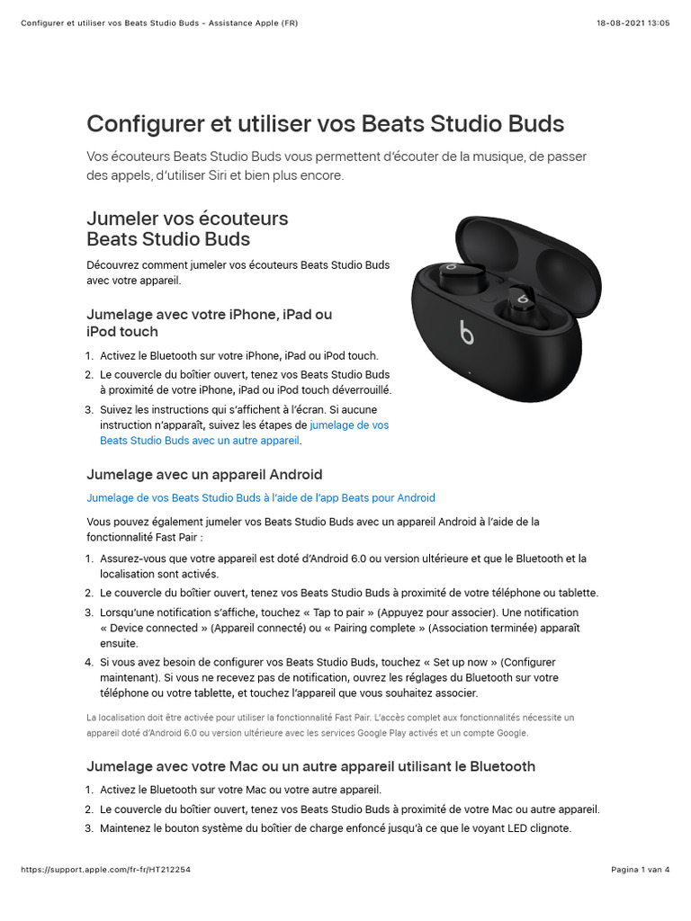 Guide d'utilisation des Beats Studio Buds | PDF | Siri (logiciel) | iPhone