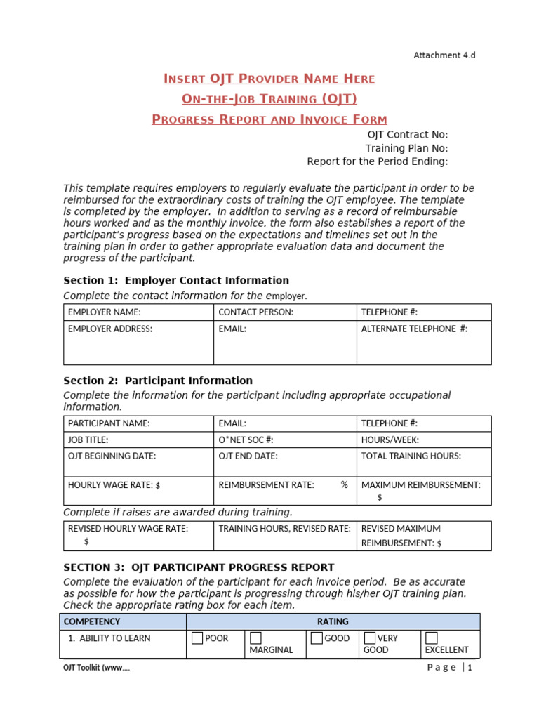 Progress Report and Invoice Form | PDF | Workweek And Weekend | Labor