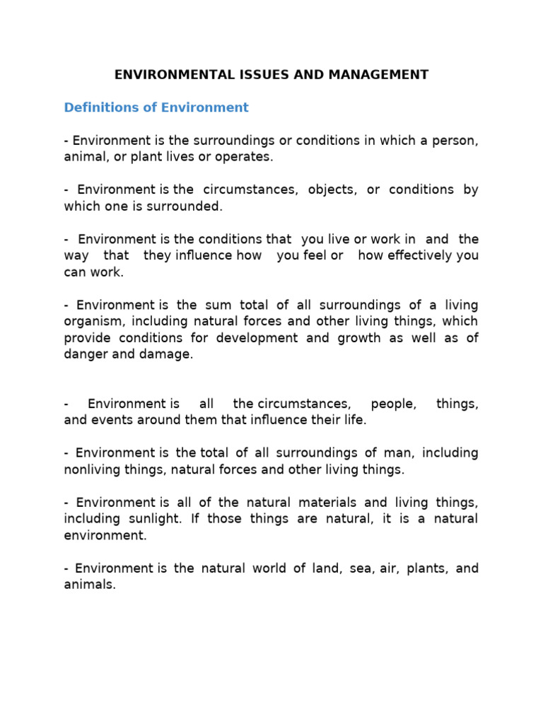 Environmental Issues and Management | PDF | Soil | Atmosphere Of Earth
