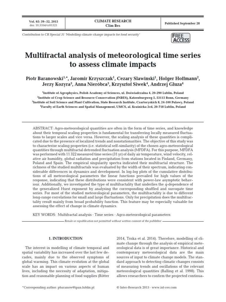Multifractal Analysis of Meteorological | PDF | Climate | Earth Sciences