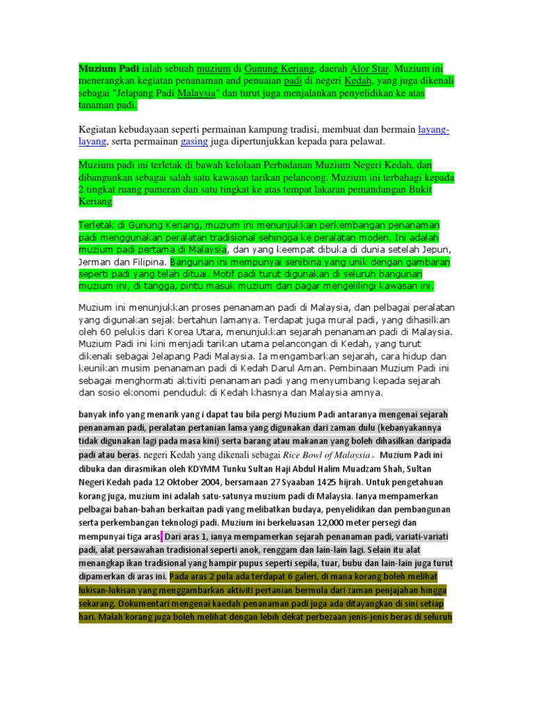 Muzium Padi Ialah Sebuah Muzium Di Gunung Keriang
