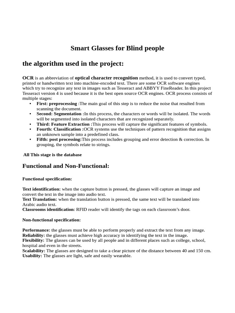 Smart Glasses for the Visually Impaired | PDF | Optical Character ...