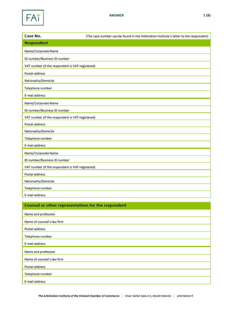 Answer To Request For Arbitration 1 1 2024 | PDF | Arbitration ...