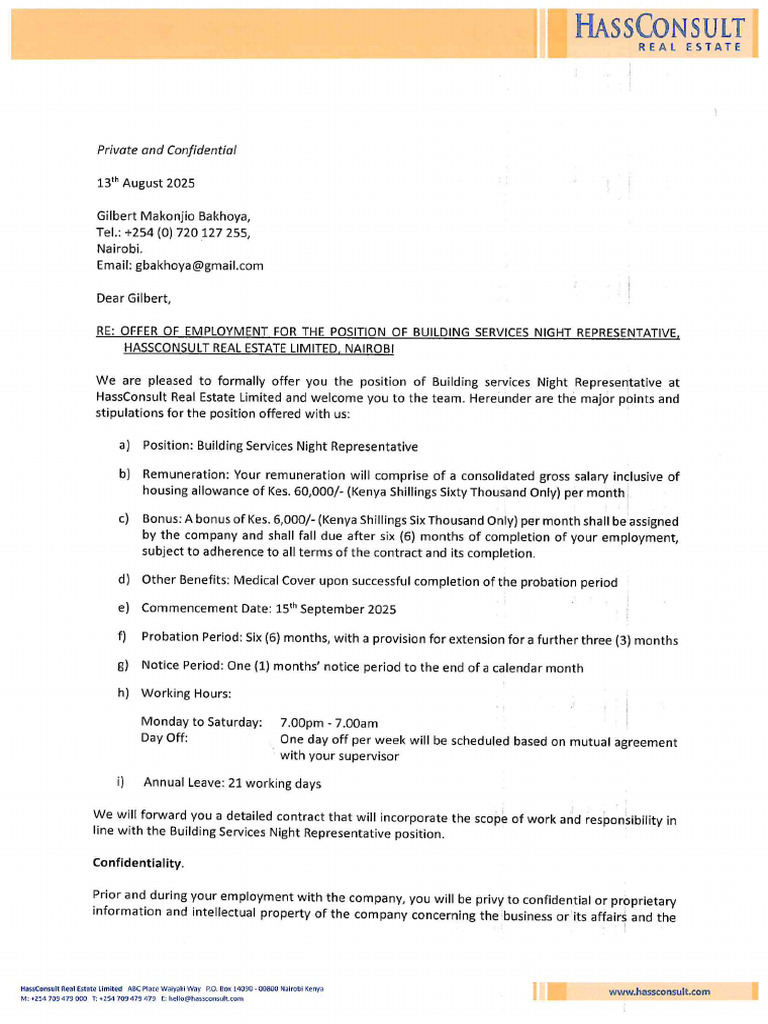 Gilbert Letter of Offer | PDF