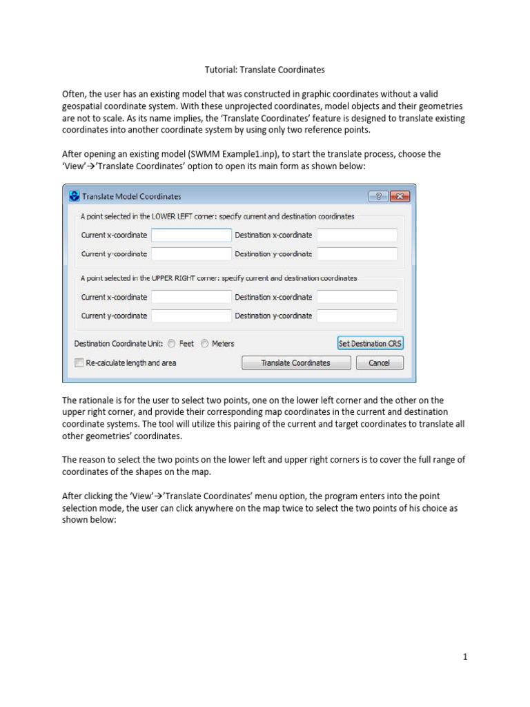 Translate Coordinates Tutorial Guide | PDF | Button (Computing) | Area