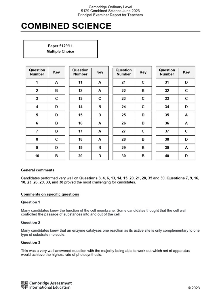 Cambridge O Level Combined Science Report | PDF | Chemical Reactions ...