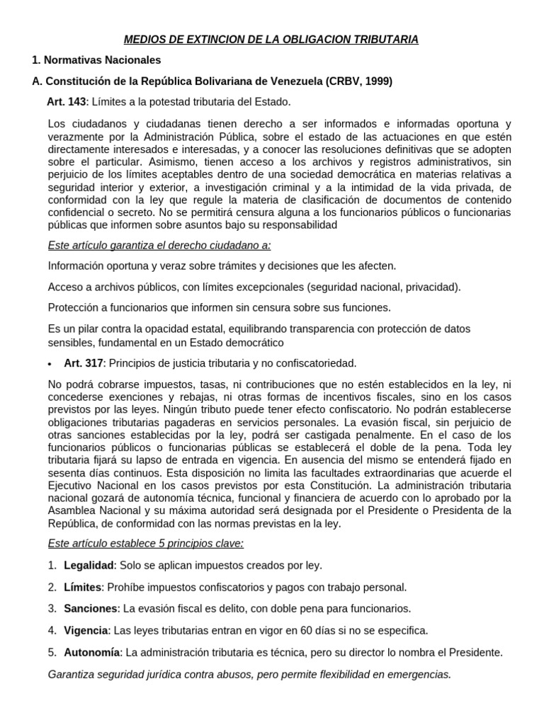 Medios de Extinción de Obligaciones Tributarias | PDF | Estatuto de ...