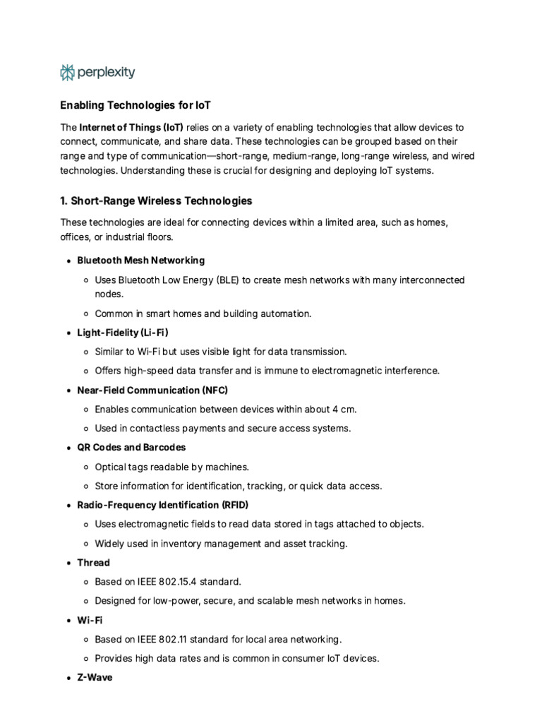 IoT Enabling Technologies Explained | PDF | Computer Network | Internet ...