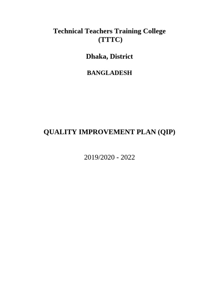 TTTC Dhaka Quality Improvement Plan 2022 | PDF | Vocational Education ...