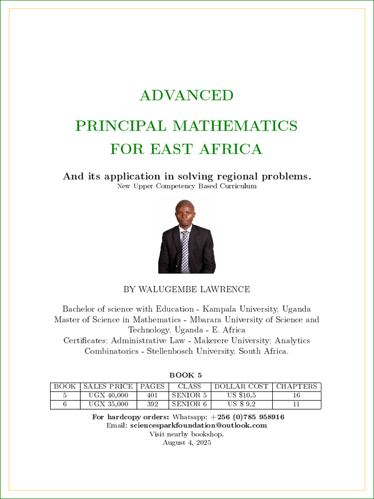 Advanced Principal Mathematics For East Africa - Book 5 - New Upper ...