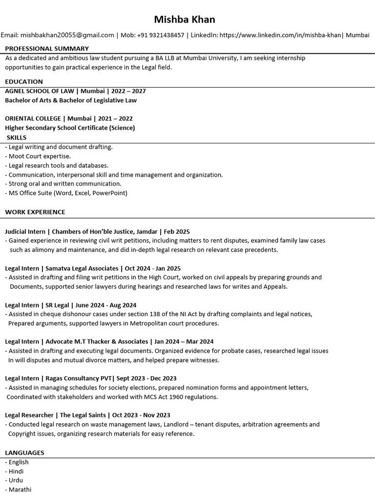 Mishba CV | PDF