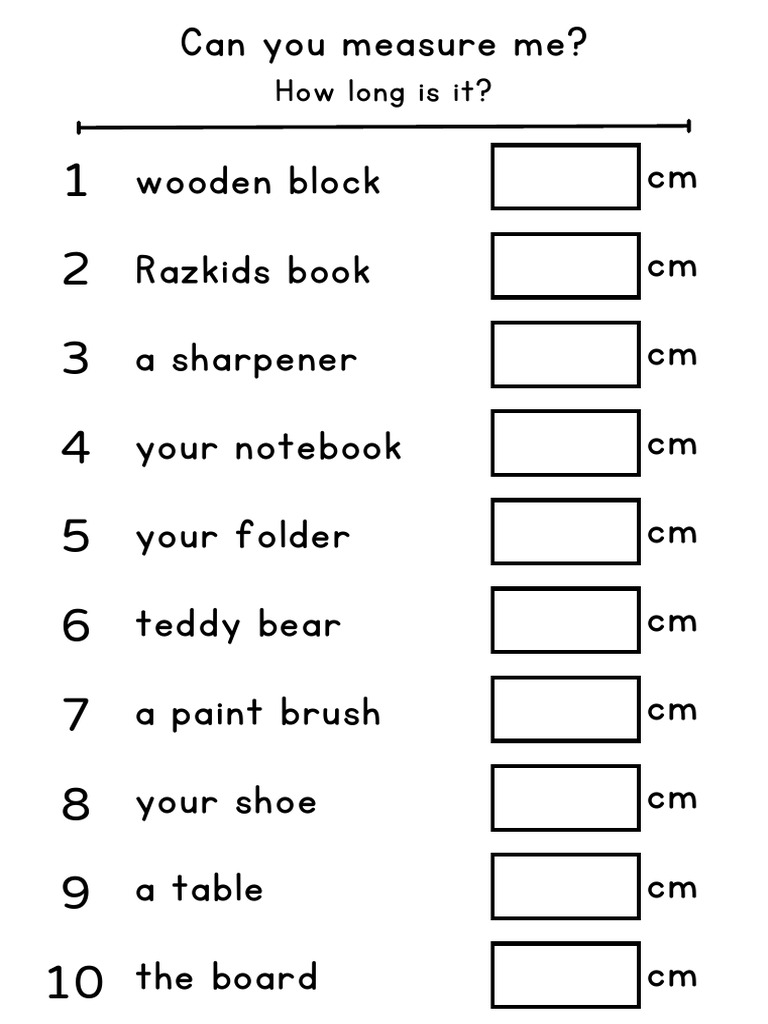 Measuring Everyday Objects in cm | PDF
