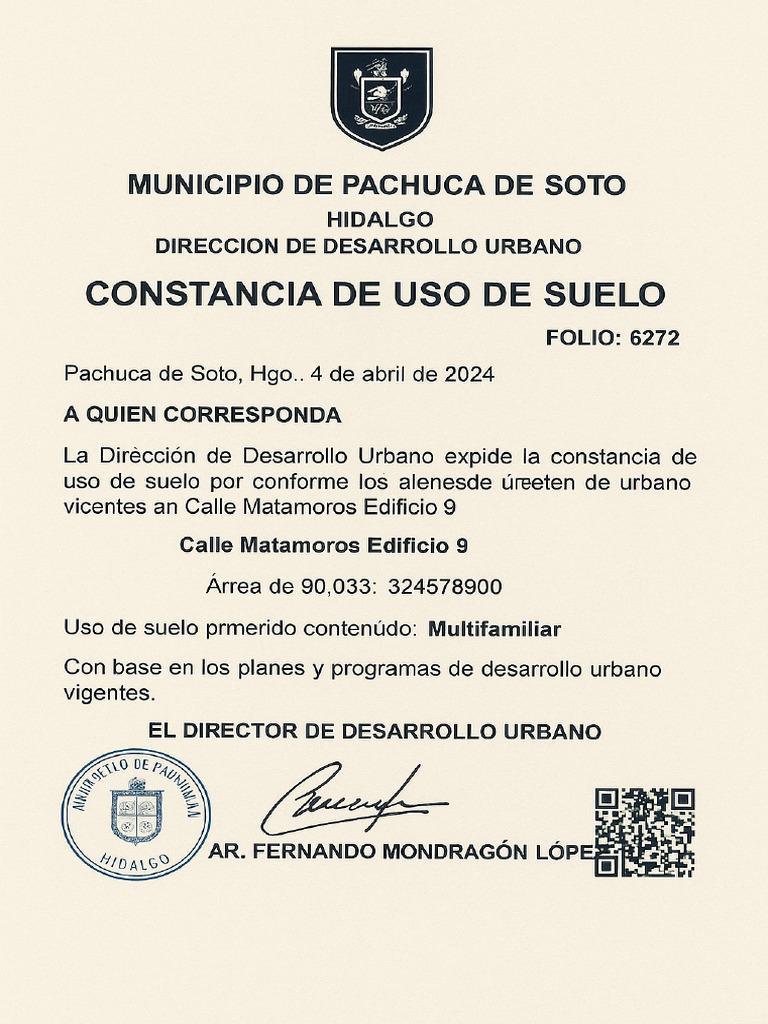 Constancia Uso Suelo Corregida | PDF