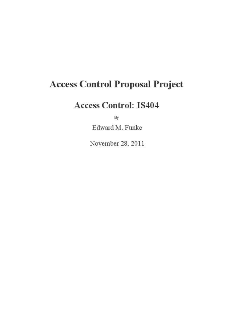Access Control Project Proposal PDF Access Control Computer Network