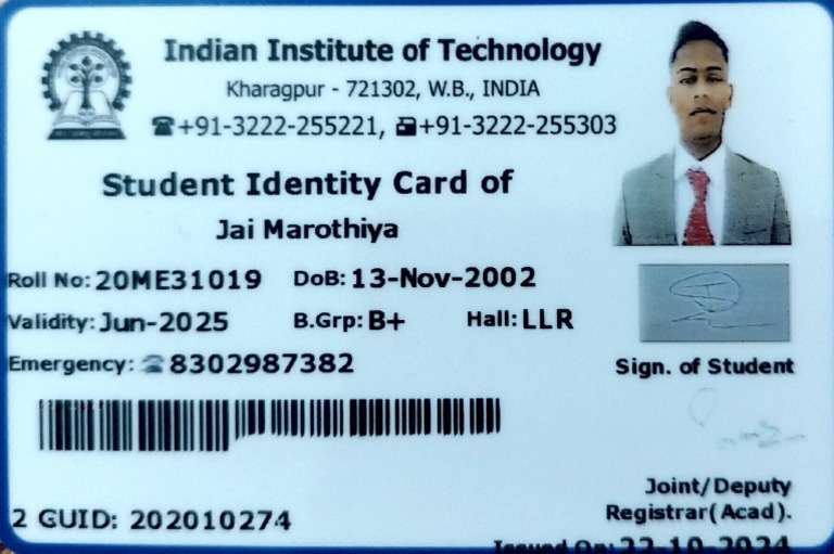 IIT Kharagpur Student ID Card Details | PDF