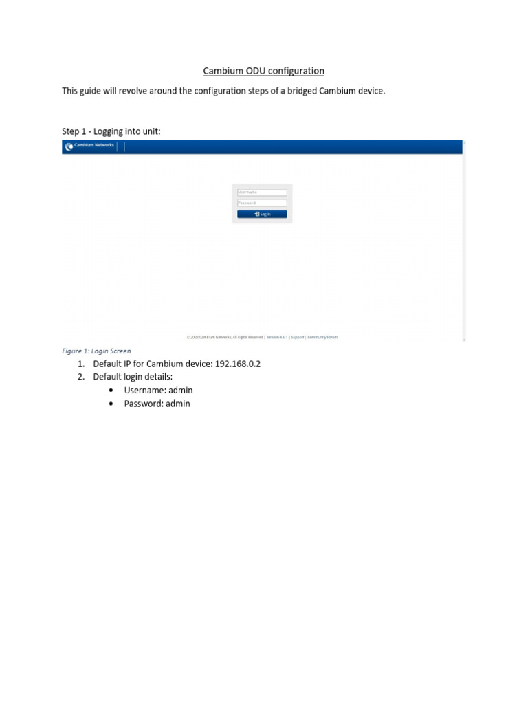 Cambium ODU Configuration Guide | PDF | Computer Network | Ip Address