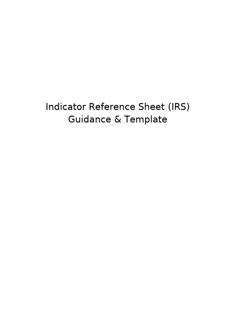 Indicator Reference Sheet Template | PDF | Information | Data