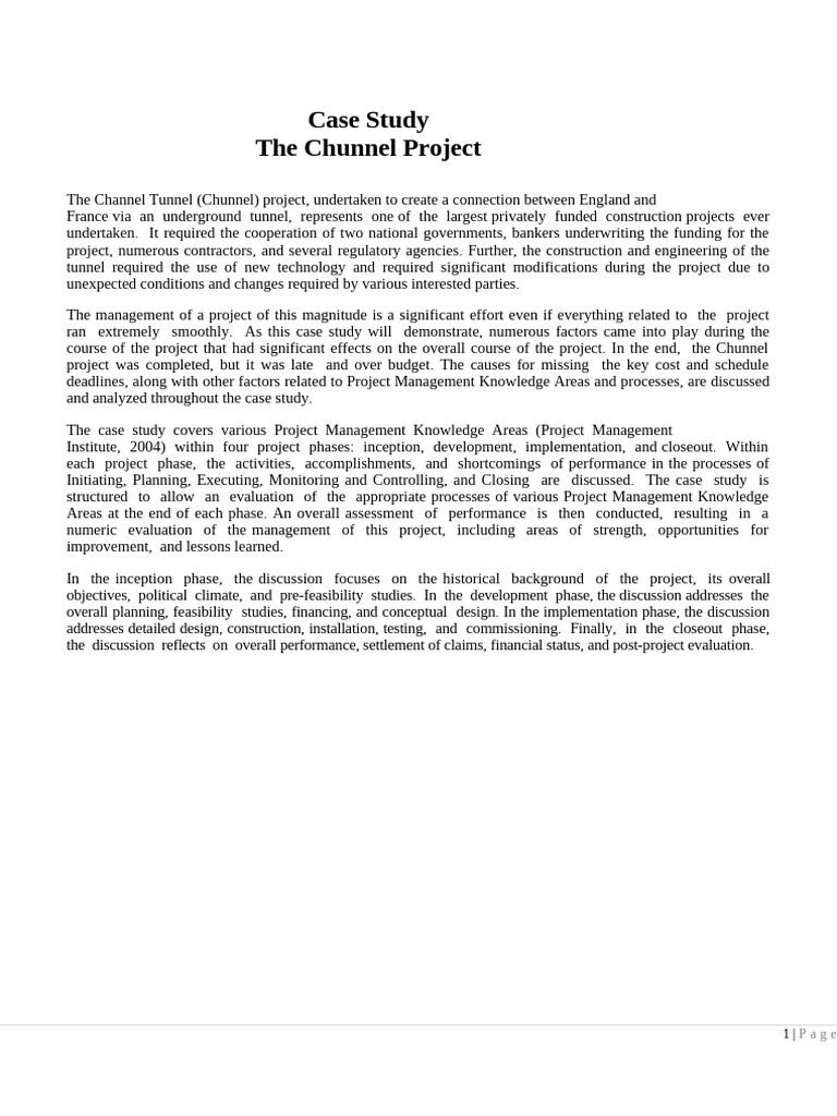 Chunnel Project: A Comprehensive Case Study | PDF | Project Management ...