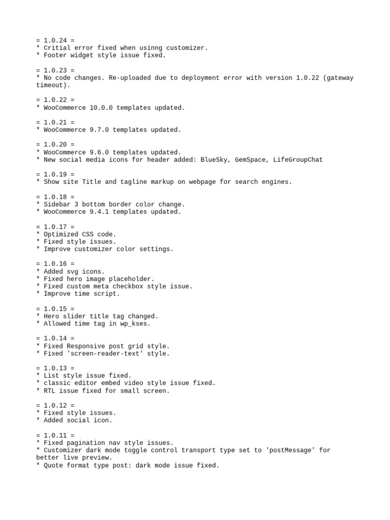 WooCommerce Plugin Update Log | PDF