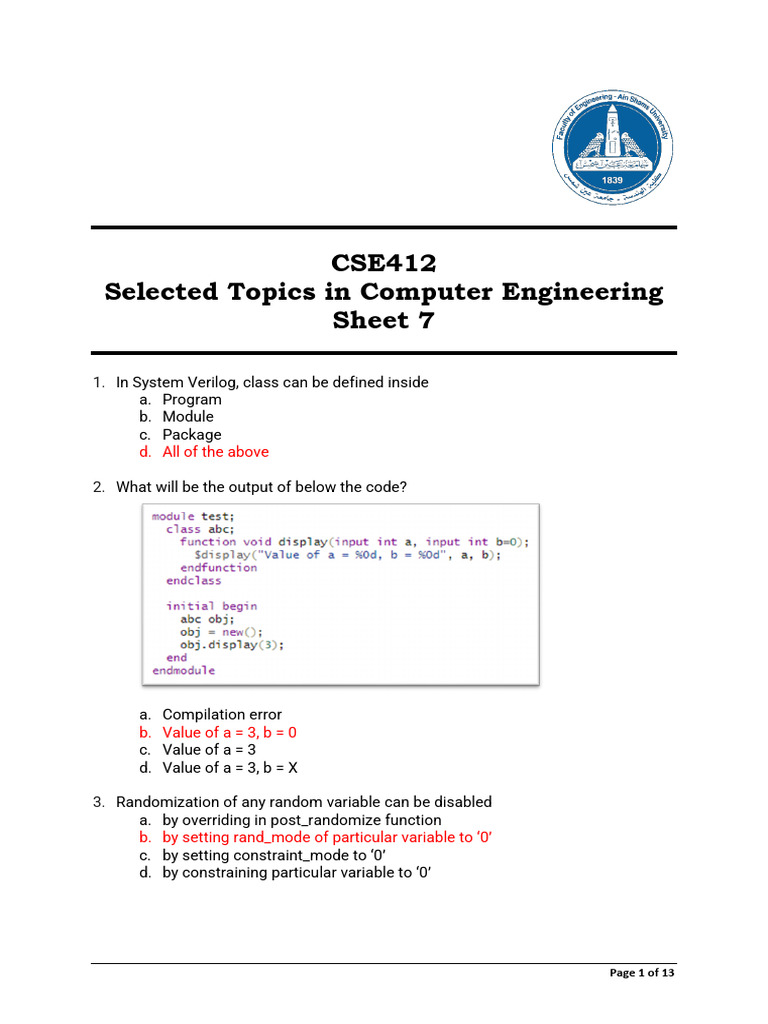 SystemVerilog Constraints and Randomization Guide | PDF | Computer ...