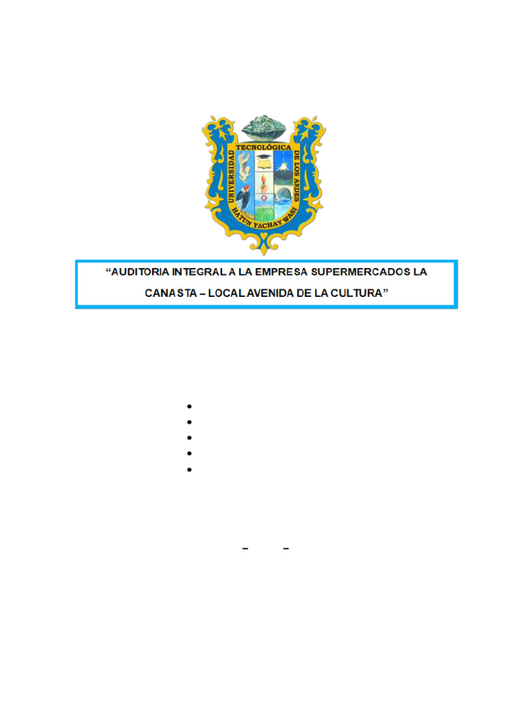 Auditoria Al Supermercado La Canasta | PDF | Planificación de recursos ...