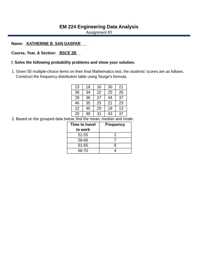 Assignment 3 EM 224 | PDF