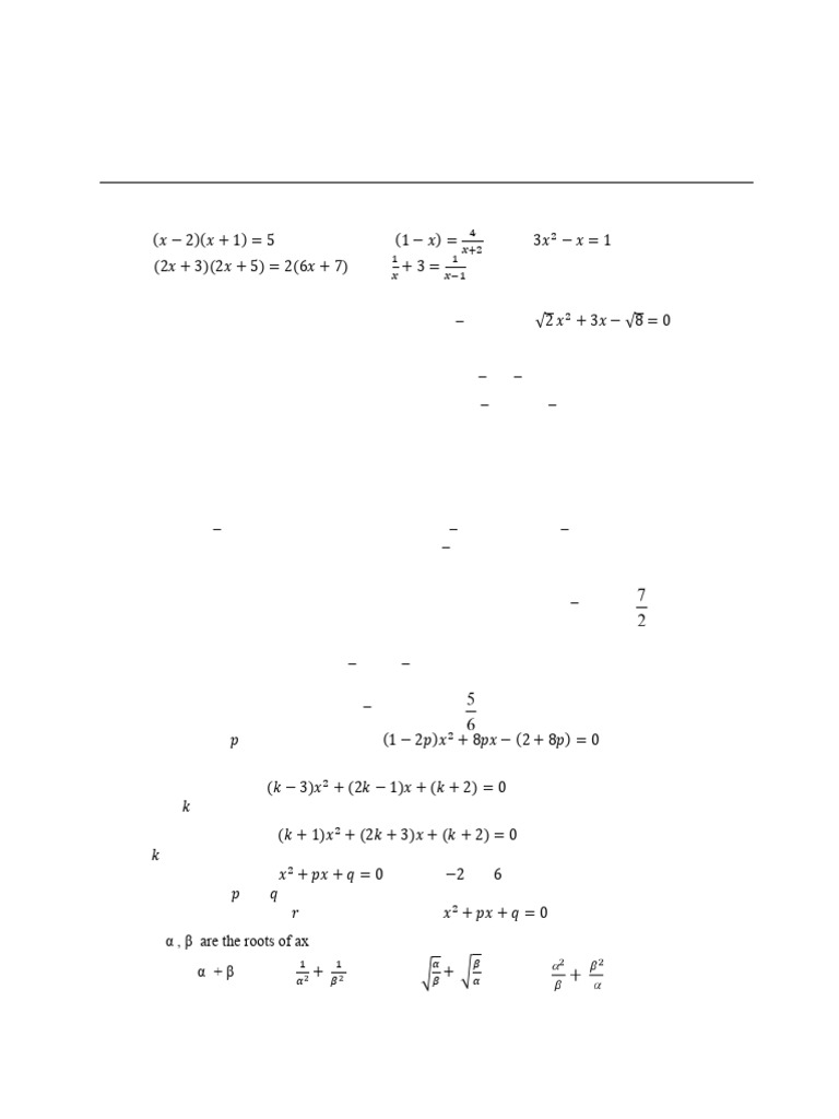 Quadratic Equations Tutorial Sheet 2025 | PDF | Algebra | Mathematics
