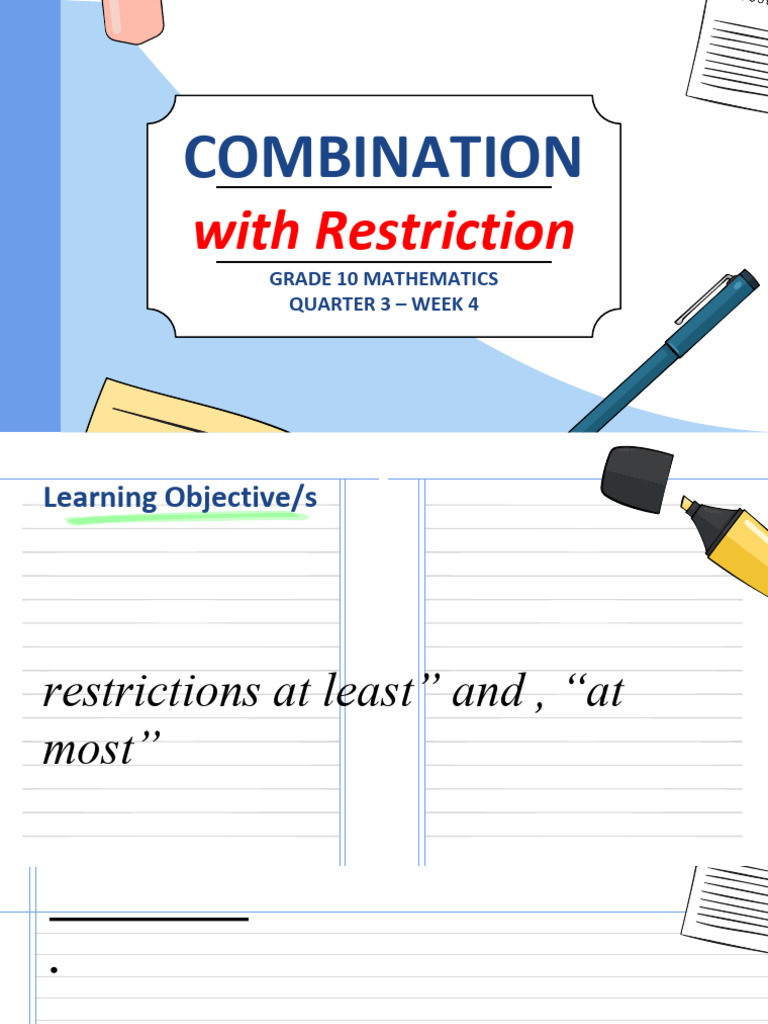Combinations with Restrictions Explained | PDF | Combinatorics ...