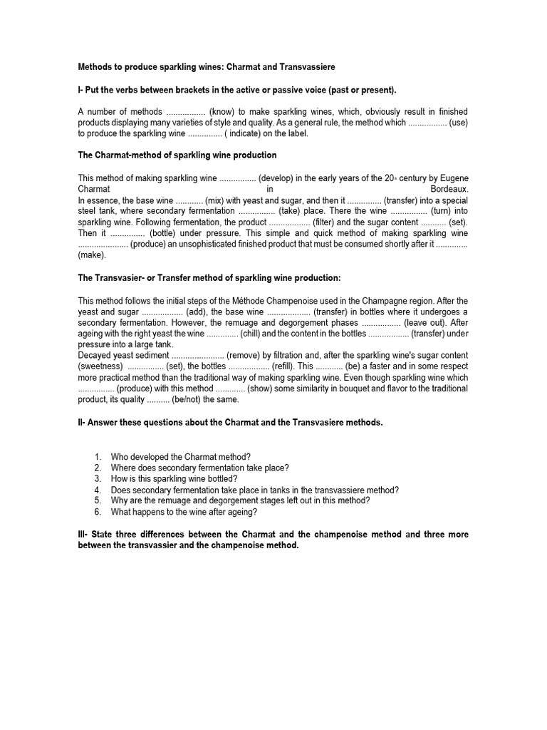 Sparkling Wine Production Methods Explained | PDF | Wine | Fermented Foods