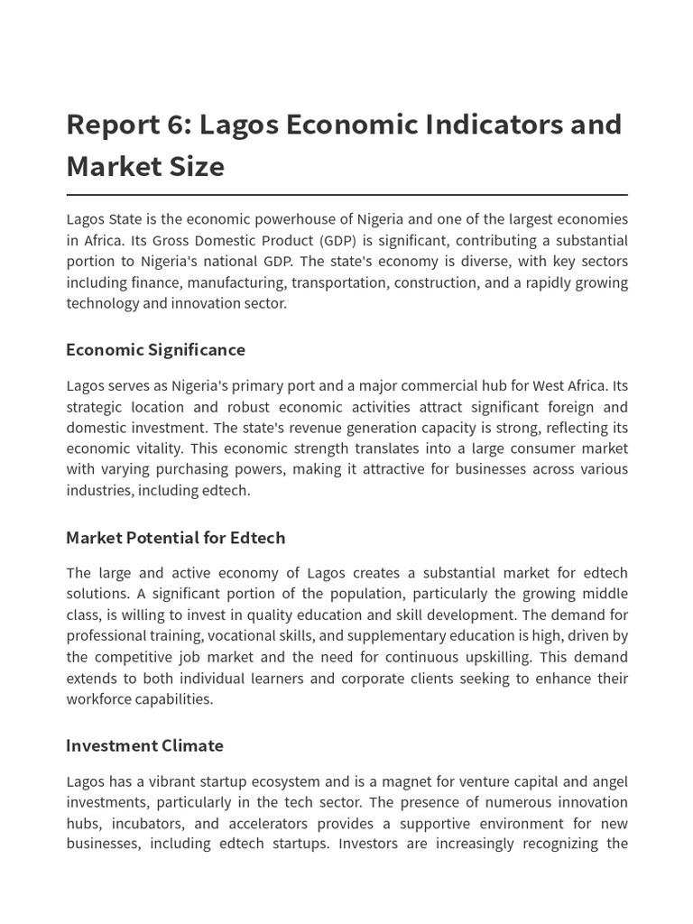 Lagos Economic Indicators for Edtech Growth | PDF | Educational ...
