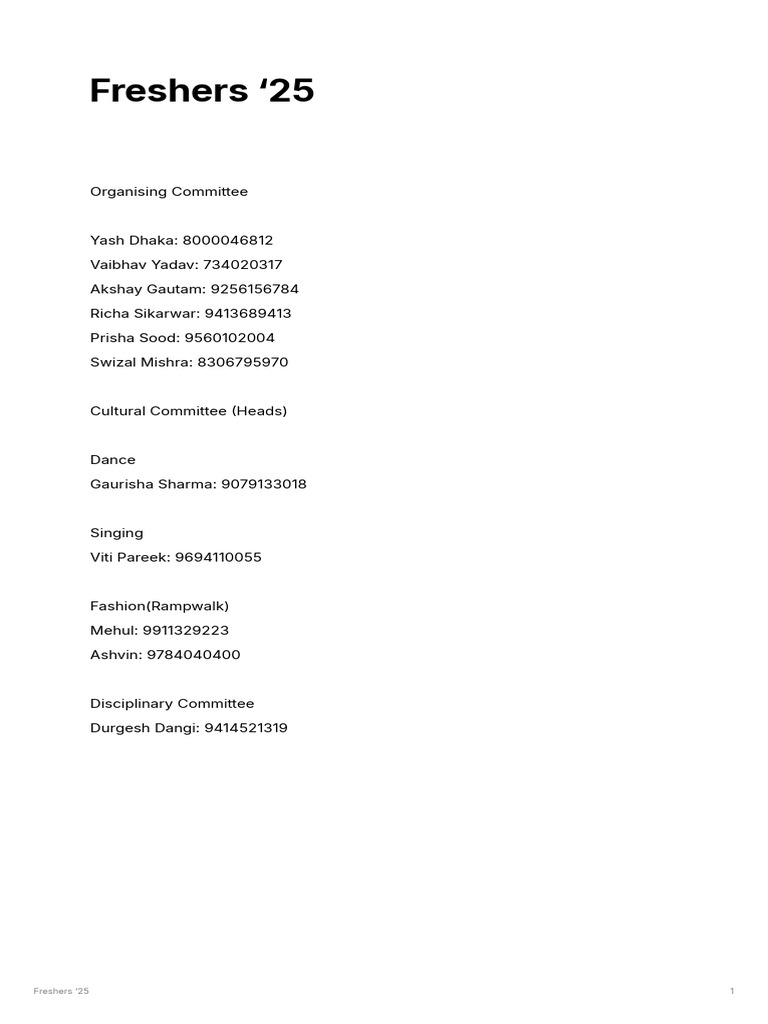 Freshers 25 | PDF