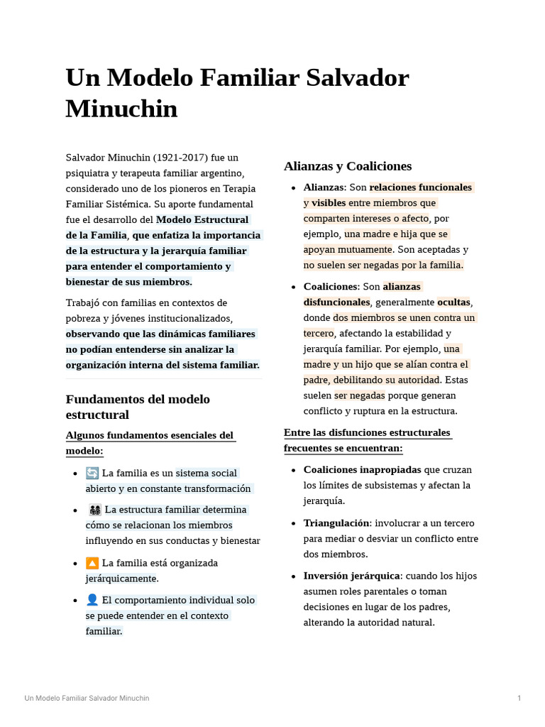 Un Modelo Familiar Salvador Minuchin | PDF | Comportamiento | Las emociones