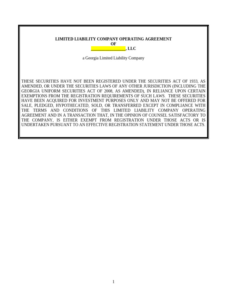 Template - Operating Agreement (without MF1) (Jan 2020) | PDF | Limited ...