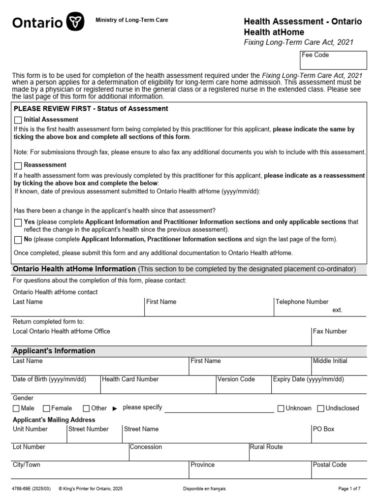 Long-Term Care Health Assessment Form | PDF | Tuberculosis | Substance ...
