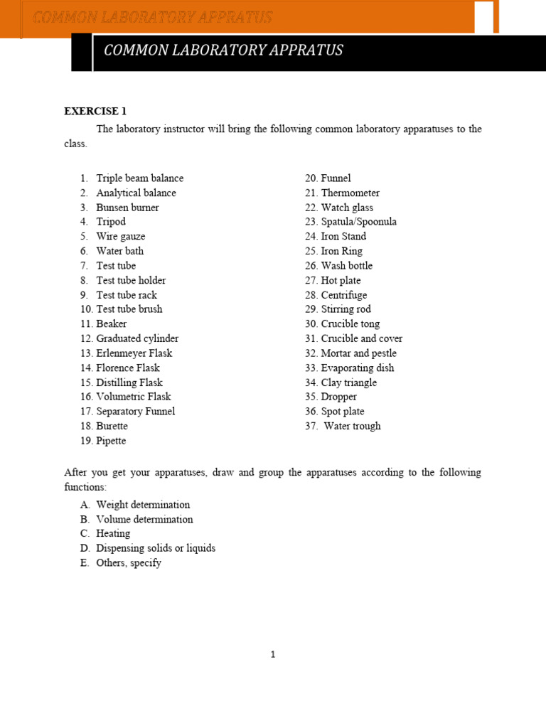 Common Laboratory Apparatus Guide | PDF