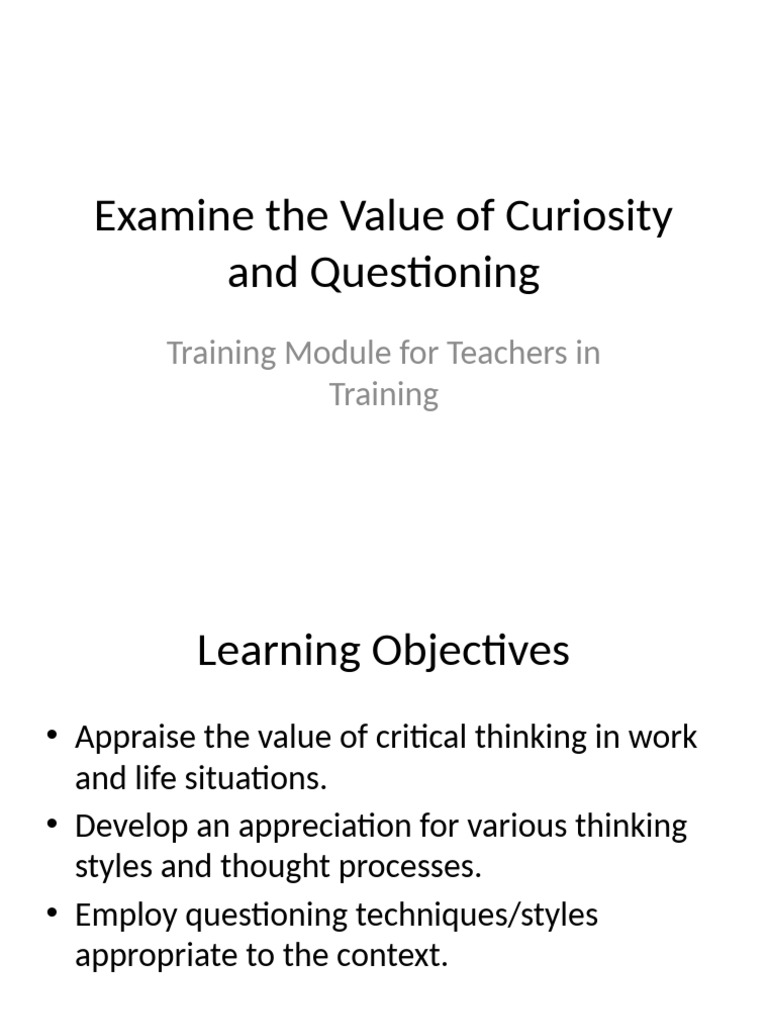 Curiosity and Questioning Training With Notes | PDF