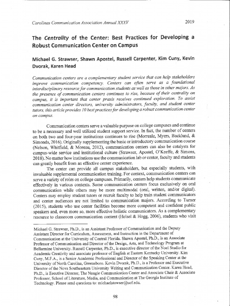 The Centrality of The Center Best Practi | PDF