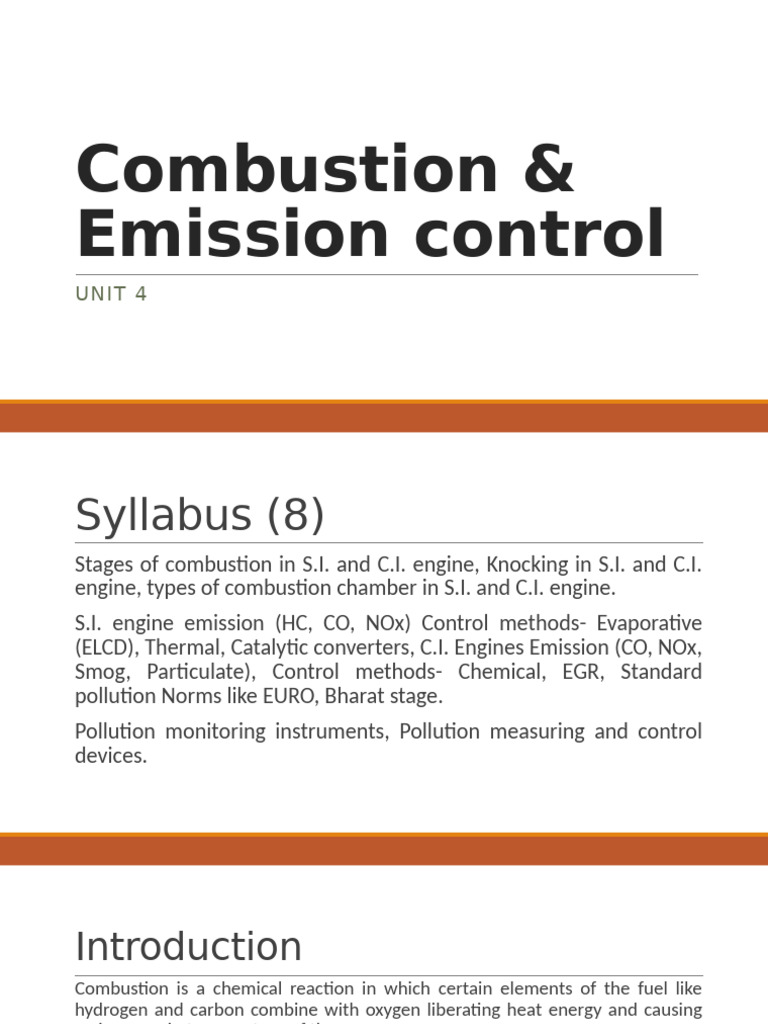 Combustion and Emission Control in Engines | PDF | Combustion | Diesel ...