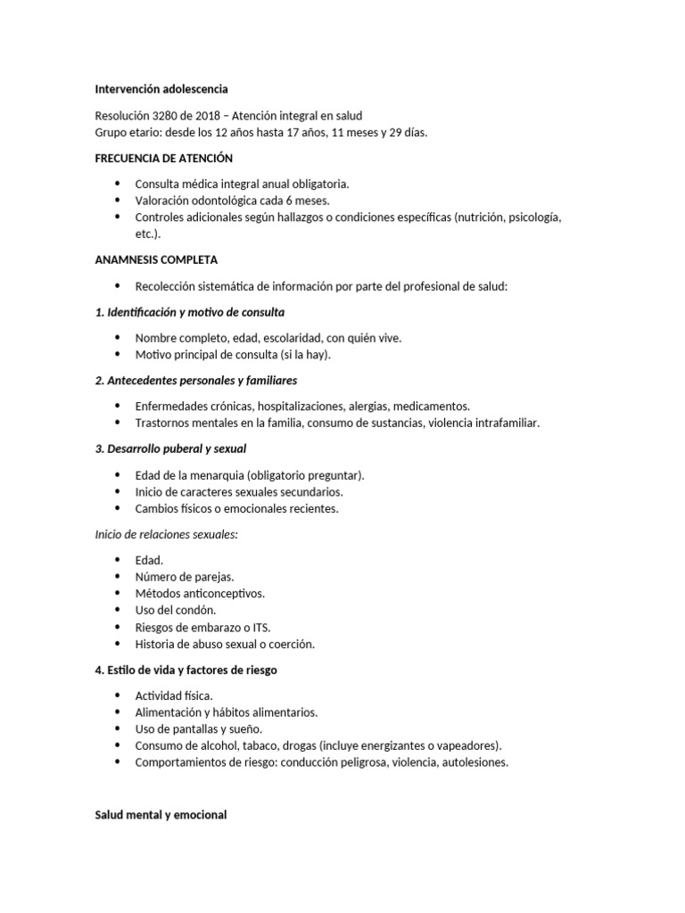 Atención Integral en Salud Adolescente | PDF | Control de la natalidad ...