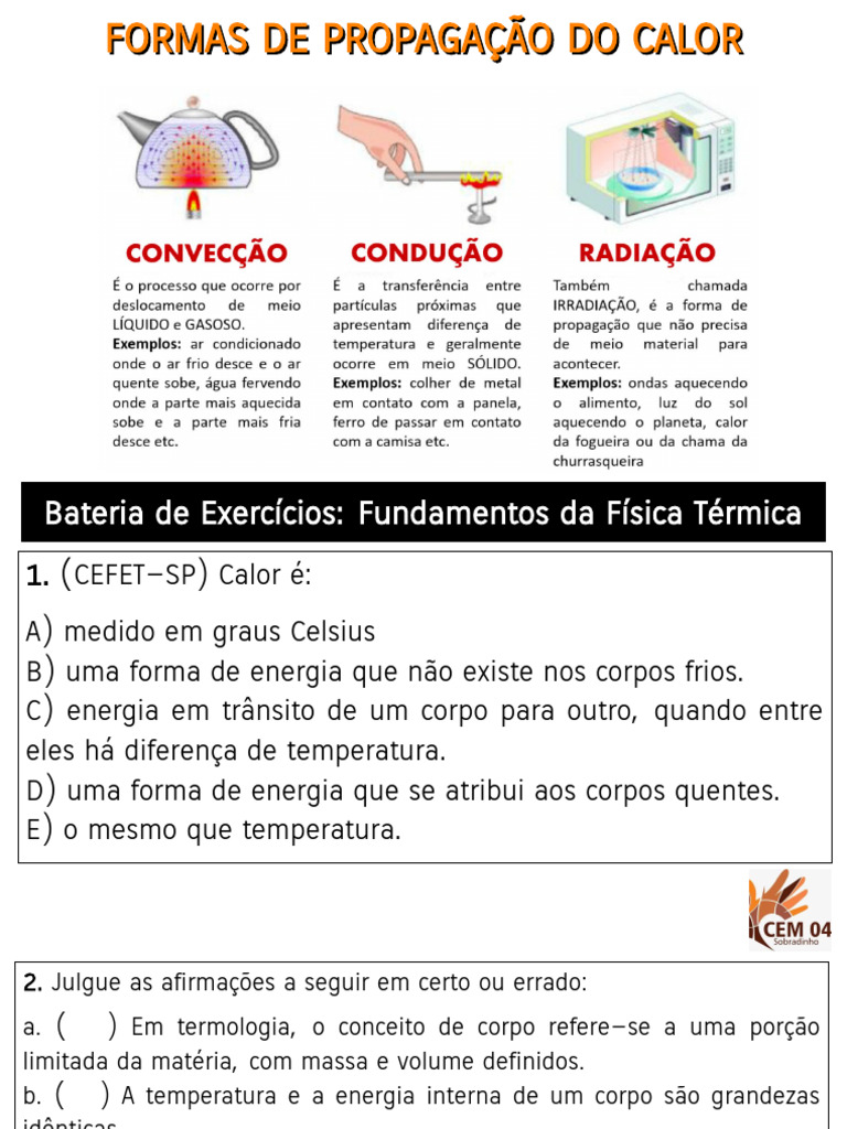 Experimentos sobre Calor e Temperatura | PDF | Calor | Temperatura