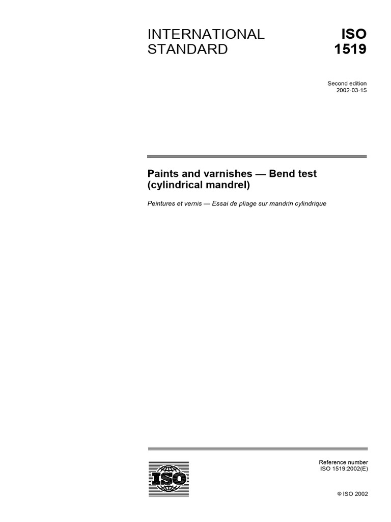 ISO 1519:2002 Bend Test Standard | PDF | International Organization For ...