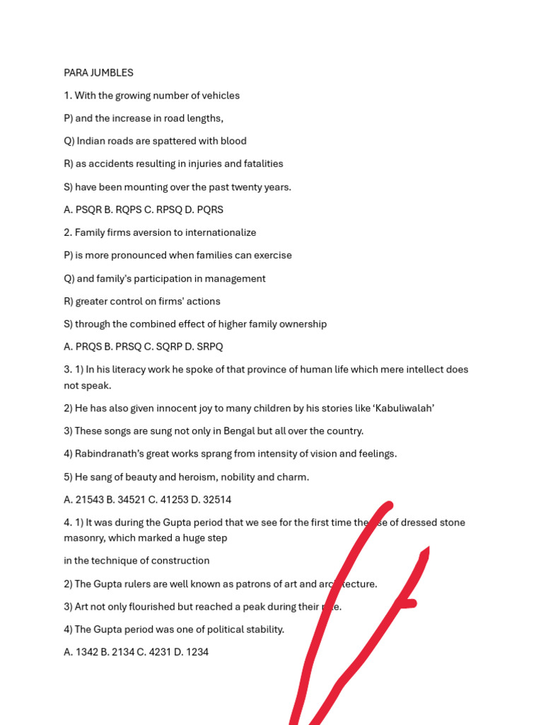 Para Jumble Sentence Rearrangement Guide | PDF