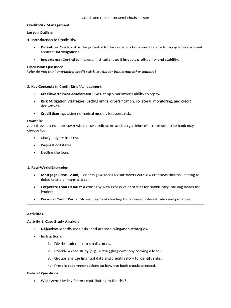 Credit Risk Management and Policy Guide | PDF | Credit Risk | Credit