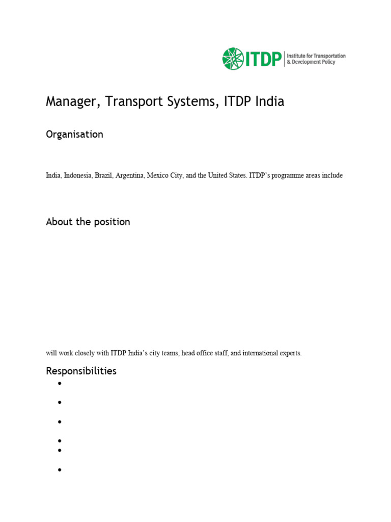 Job Description Transport Systems | PDF | Economies