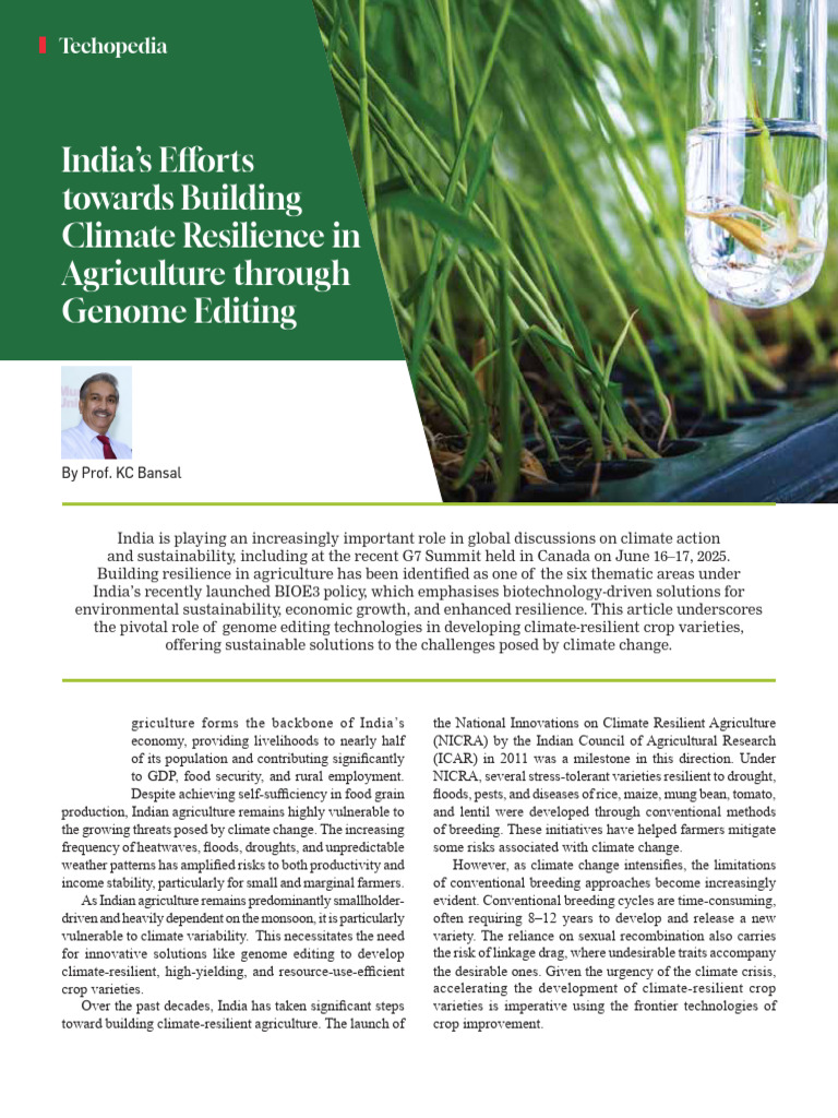India’s Genome Editing for Climate-Resilient Agriculture | PDF ...