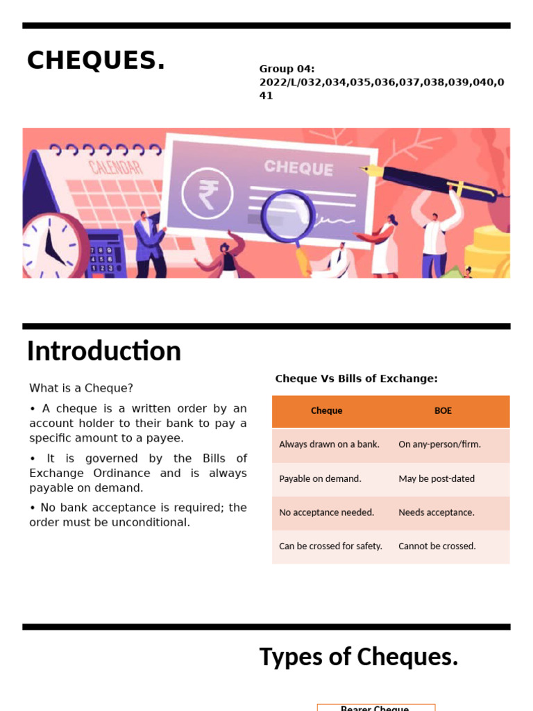 Types and Regulations of Cheques | PDF | Cheque | Negotiable Instrument